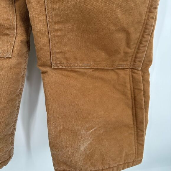 VTG Carhartt R01 BRN Mens 44x28 HEAVY DUTY Distressed Overall Bibs Double Knee - Picture 5 of 12